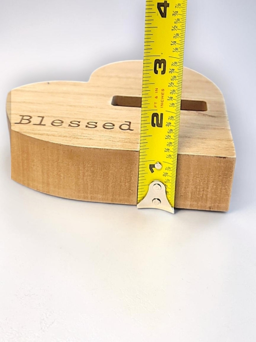 Faith Blessed Love Heart Stackable Wood Decor - White and Natural - Picture 8 of 10